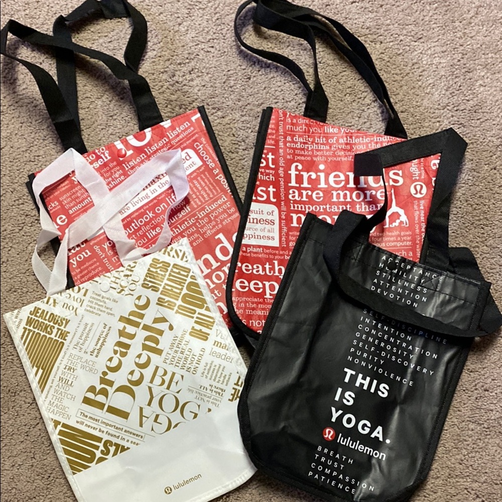 Lululemon Tote Bag Set - Red, Black, White, Gold